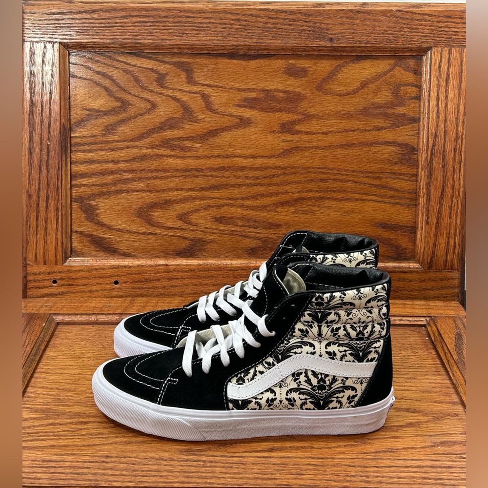Vans Sk8-Hi Damask Skull Black White High Top Sneakers Skate Shoes